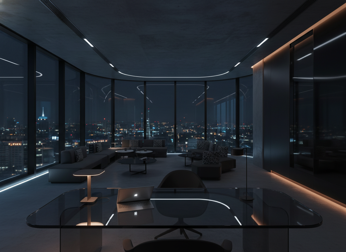Bureau technologique moderne de nuit